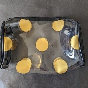 PINK Victoria's Secret clear makeup bag 10'' x 6" x 1" clear, black zipper, gold